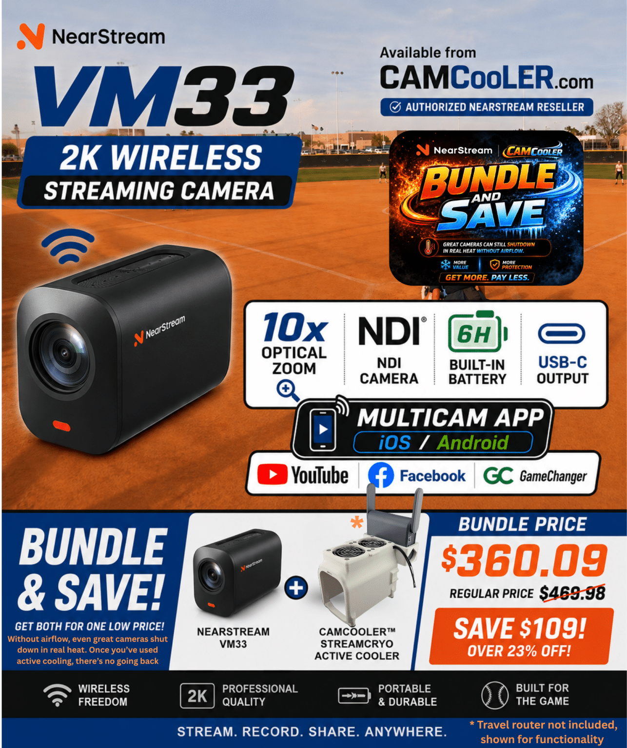 NearStream VM33 2K Wireless Streaming Camera - CAMCooLER®